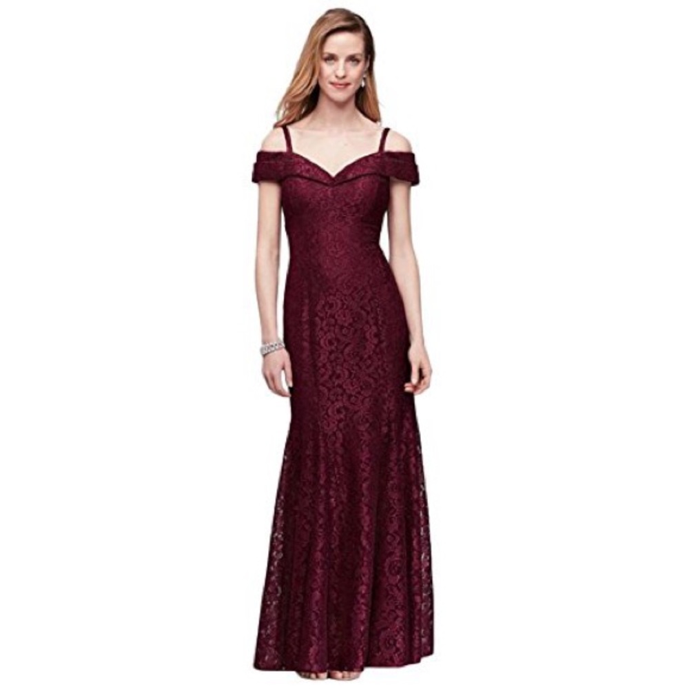R&M Richards Cold-Shoulder Glitter Lace Mermaid